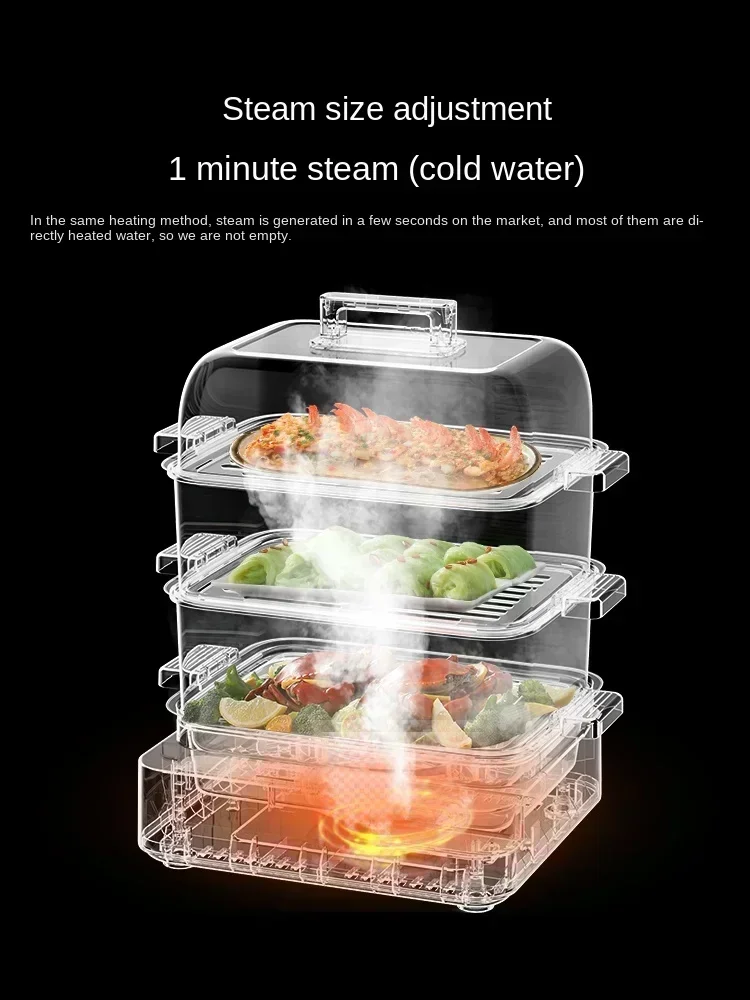 Steamer Household Steam Pot Small Multi-Functional Large Capacity Three Layers and Multiple Layers Box Electric Steamer Cooker