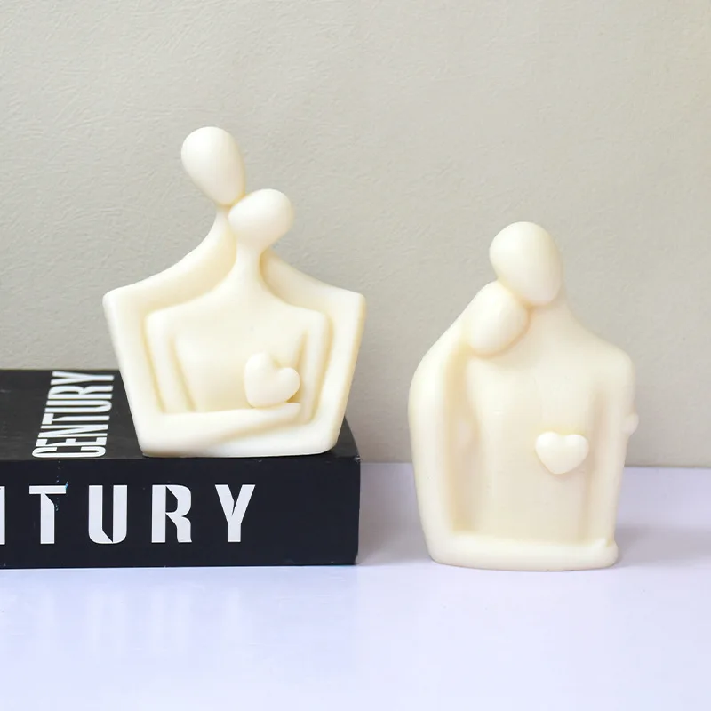 Heart Couple Portrait Scented Candle Silicone Mould Simple Human Bust Soap Chocolate Mold Art Plaster Decor Valentine's Day Gift