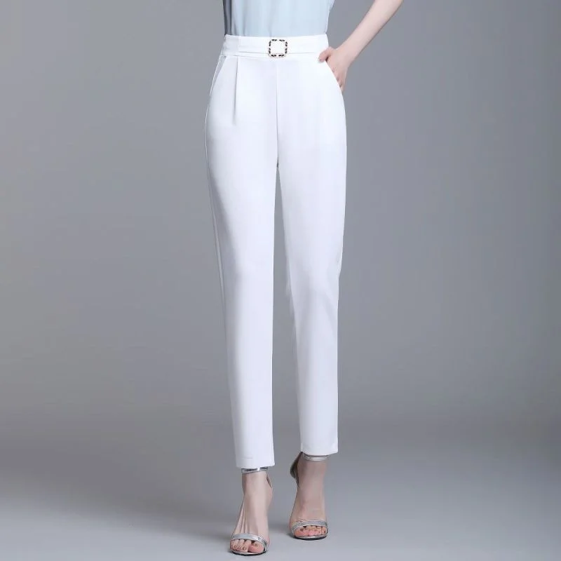 2024 Summer Ice Shreds Senior Leisure High Waisted Versatile Appear Thin Sagging Sensation Thin Style Women's Harem Pants