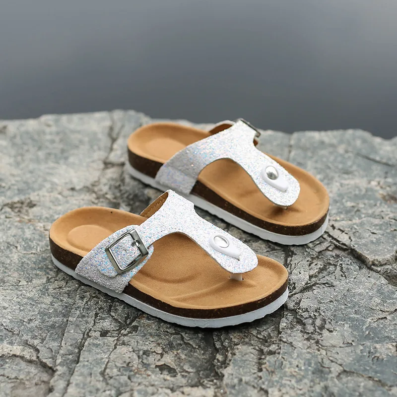 Fashion Men and Women Outside Buckle Cork Slipper 2023 New Women Summer Solid Color Casual Beach Slip on Flip Flops Slides Shoe