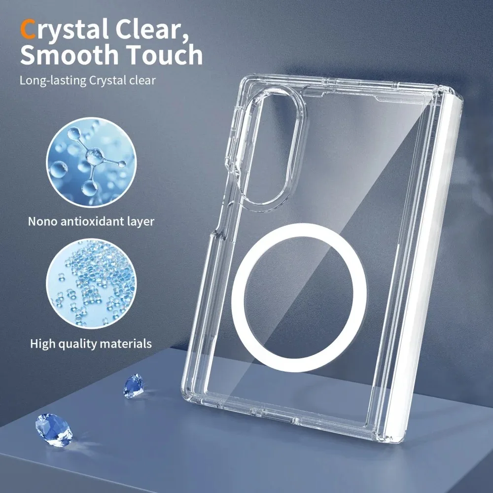 Transparent Magnetic Shockproof Case with Camera Protection & Magsafe Compatibility