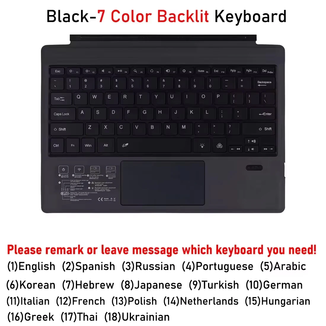 Slim Detachable Bluetooth Keyboard for Surface Pro - Enhanced Type Cover