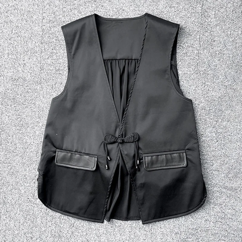 

2023 Lady Fashion Vest Real Leather Female Sheepskin Gilet Short Waistcoat Outerwear Spring Autumn TF4775