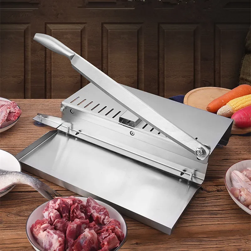 Food Slicer Manual Meat Slicer Spareribs Bone Cutter Chinese Medicine Jerky Slicer Rib Chicken Fish Frozen Meat Vegetables Knife