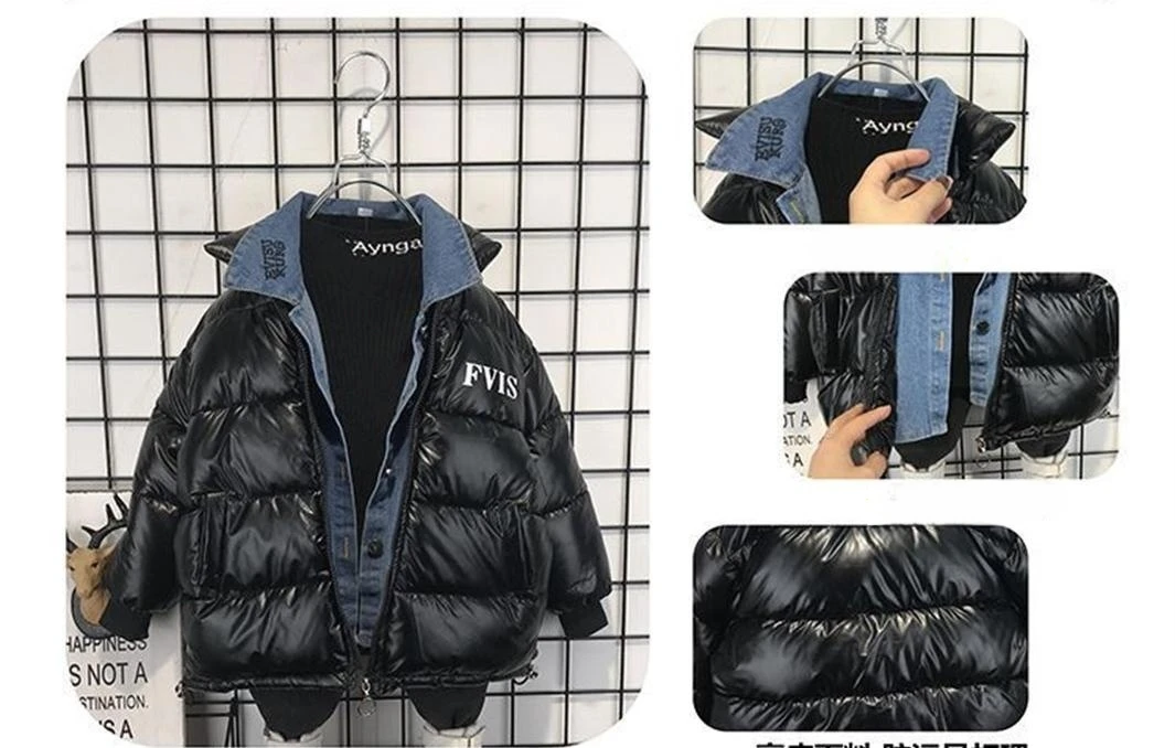 Boys Coat Jacket Cotton Outerwear Windbreak 2023 Black Thicken Velvet Winter Warm Teenagers Children's Clothing