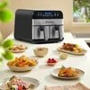 XL 9.5 Quart Dual-Basket Air Fryer with 8 Preset Cooking Functions Versatile Smart Cooker Baking Roasting Reheating Large 4