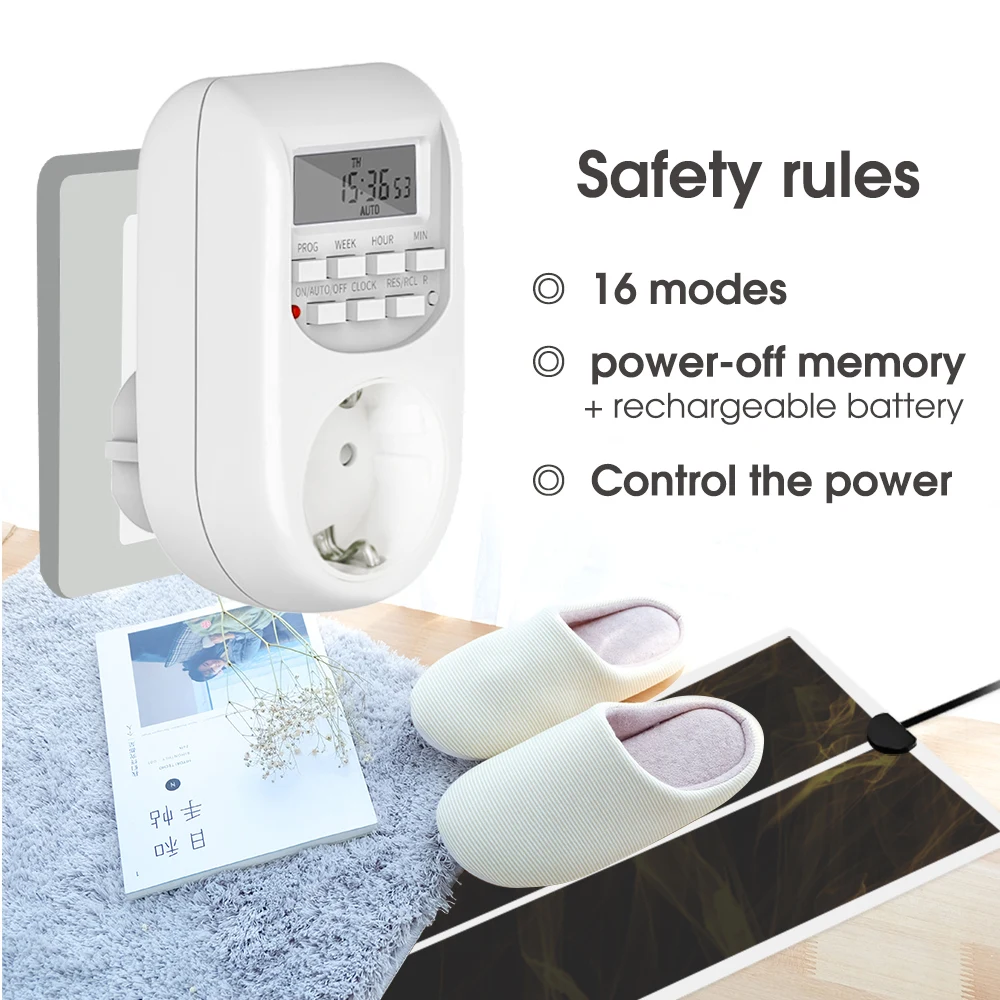 5-45W Plant Warm Heating Mat w/ Socket Digital Programmable Timer Temperature Control Adjustable Heater Pad for Seeding Reptile
