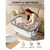 Baby Bassinet Bedside Sleeper,All Mesh Bedside Bassinet for Newborn Infant with Comfy Mattress, 7 Height Adjustable Bedside Crib 3