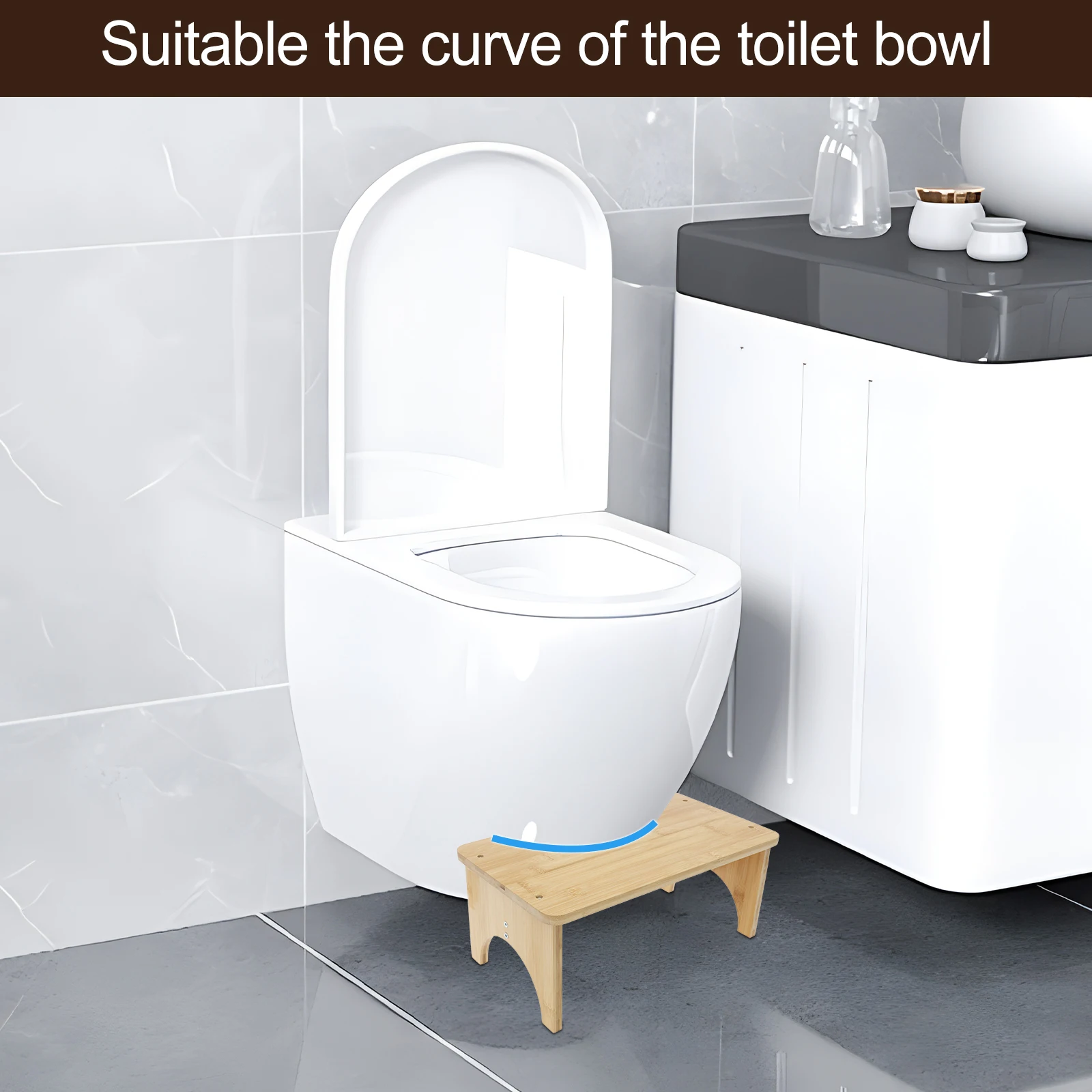 Wooden Toilet Stool Anti Slip Bathroom Helper