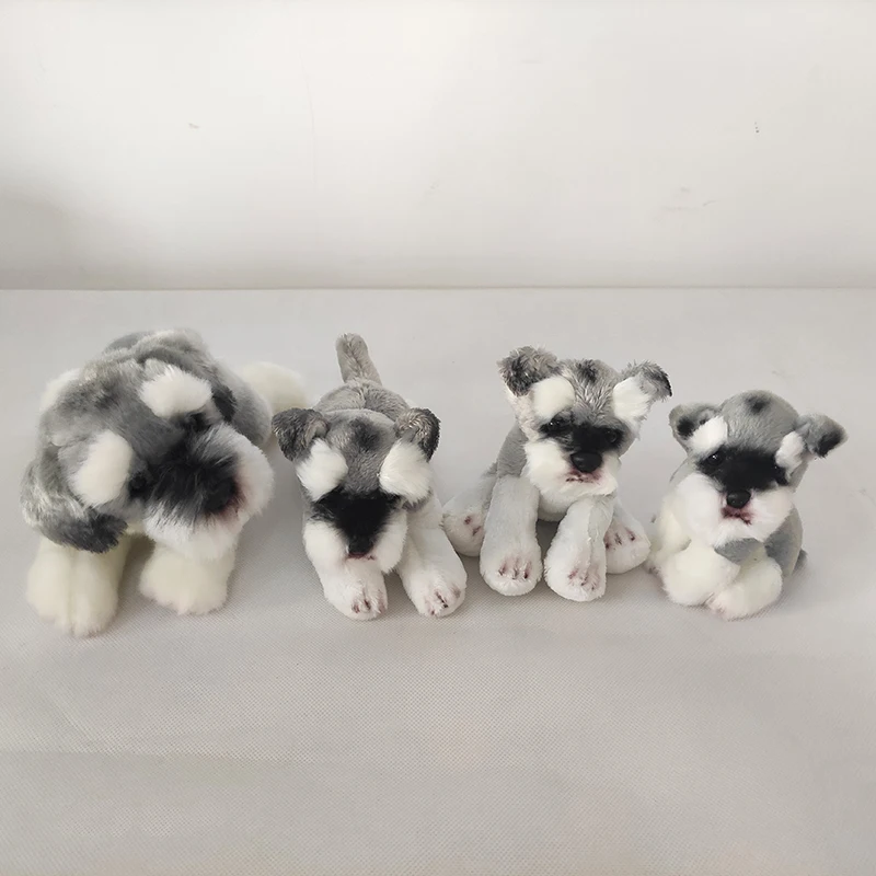 

24cm 9 1/2 inch Cute Small Schnauzer Puppy Lifelike Plush Toy Adorable Dog Soft Stuffed Animal Kids Doll for Children Photo Prop