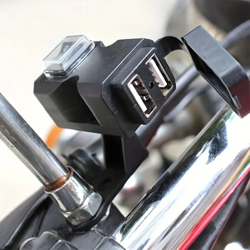 1pcs Motorcycle charger Dual USB Charger Adapter Rearview Mirror Waterproof Power Supply Socket iPhone Samsung Huawei
