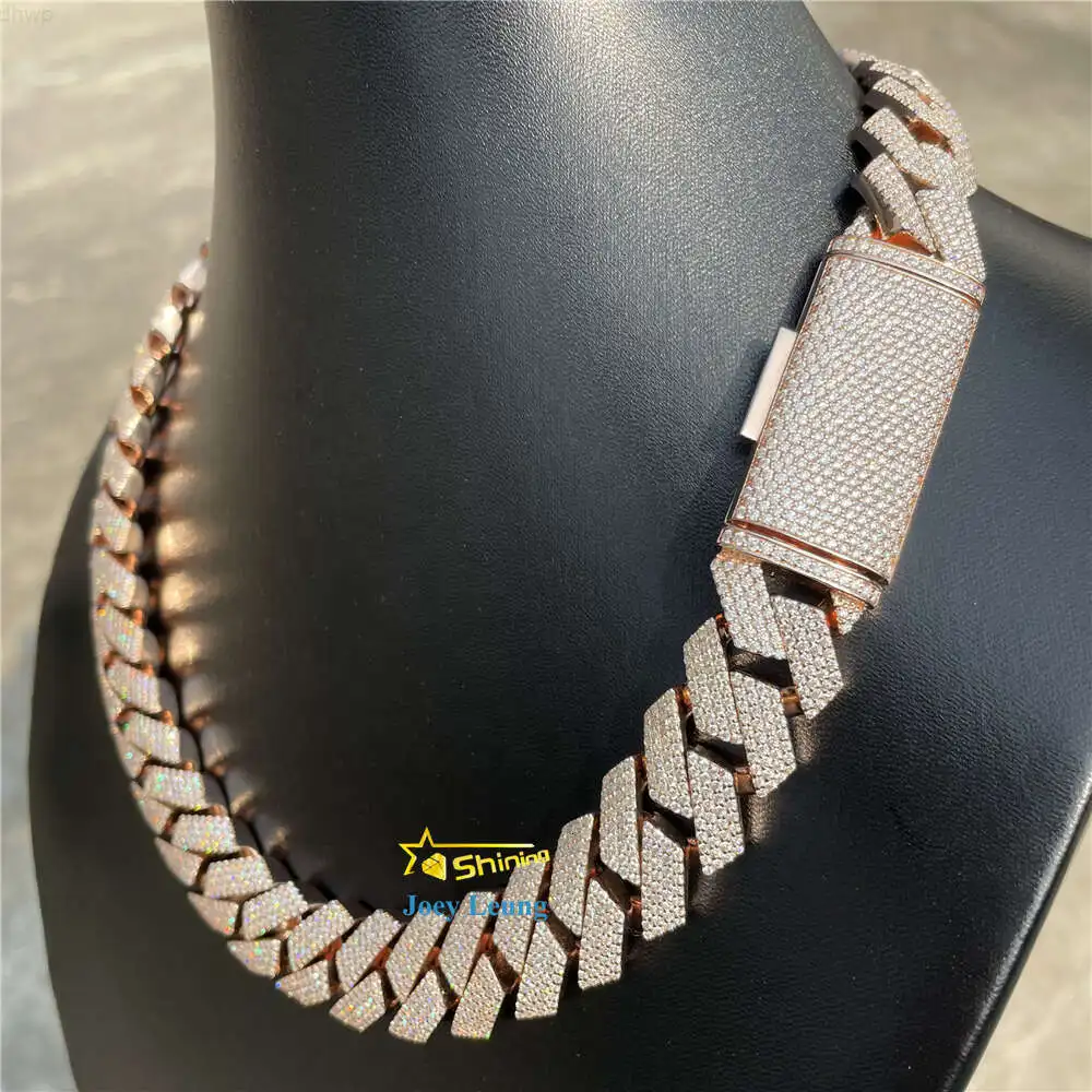 

Pass Diamond Tester Gra Certificate Hip Hop Jewelry Silver 925 Necklace Vvs Moissanite Diamond Solid Iced Out Cuban Link Chain