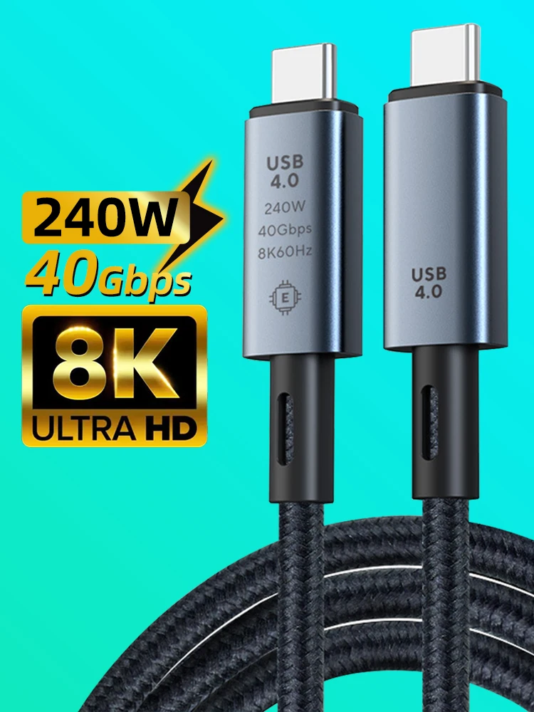 240W Usb4 Cable 8K 40Gbps Usb Type C Cable Fast Charging Cable 240W Usb4 Cable 8K 40Gbps Usb Type C Cable Fast Charging Cable