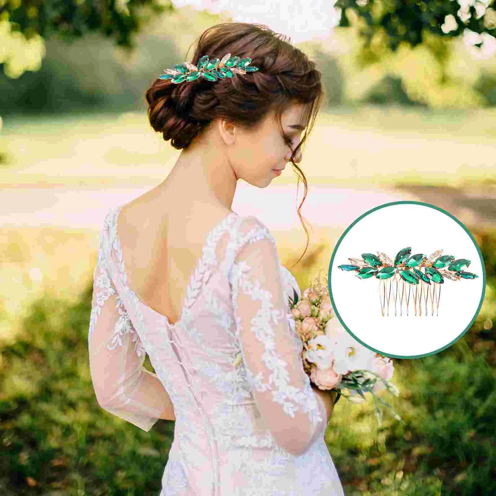 

Tiara Wedding Hair Jewelry Accessories Rhinestone Headpiece Crystal Comb for Brides Bridal Side