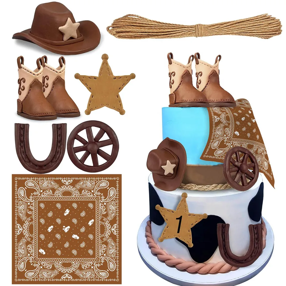 25 Pezzi Western Cowboy, Set di Striscioni, Decorazioni per Feste Occidentali per Adulti