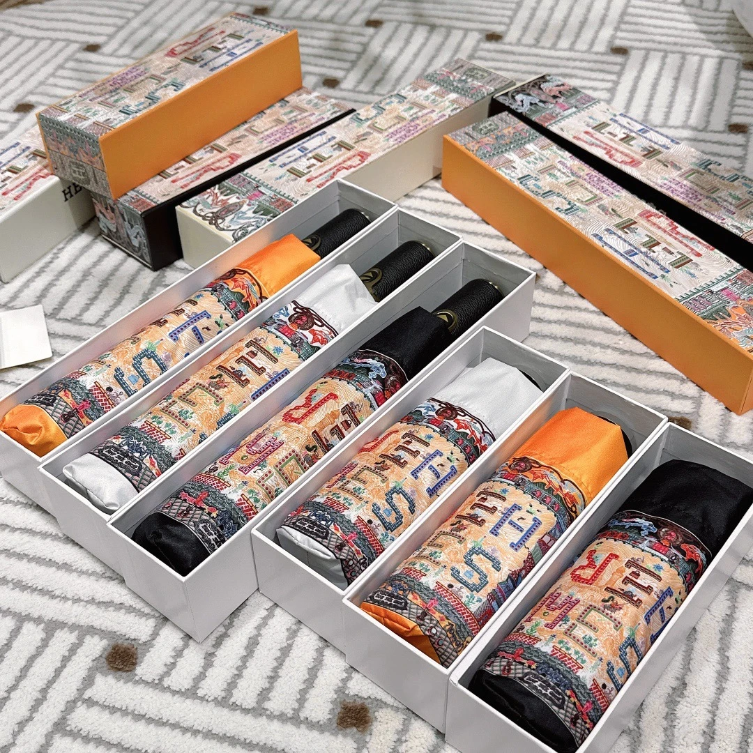 

Складные автоматические зонтики, роскошный дизайн в французском стиле с принтом, Ветрозащитный Автоматический аксессуар с защитой от УФ-лучей, женские подарки