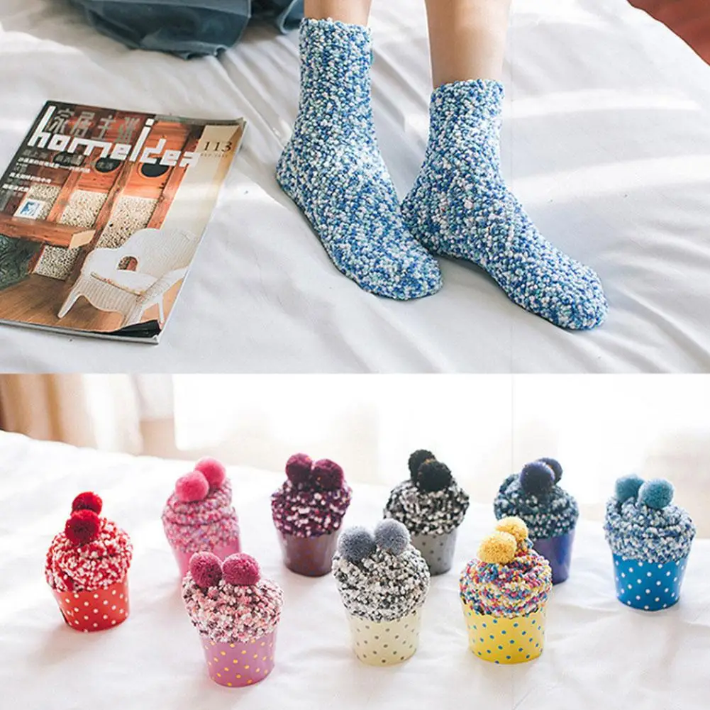 

DIY Warm Gift Cake Socks For Women Girl Fuzzy Fluffy Socks Winter Plush Slipper Socks Soft For Christmas With Gift Boxes Cu U7P5