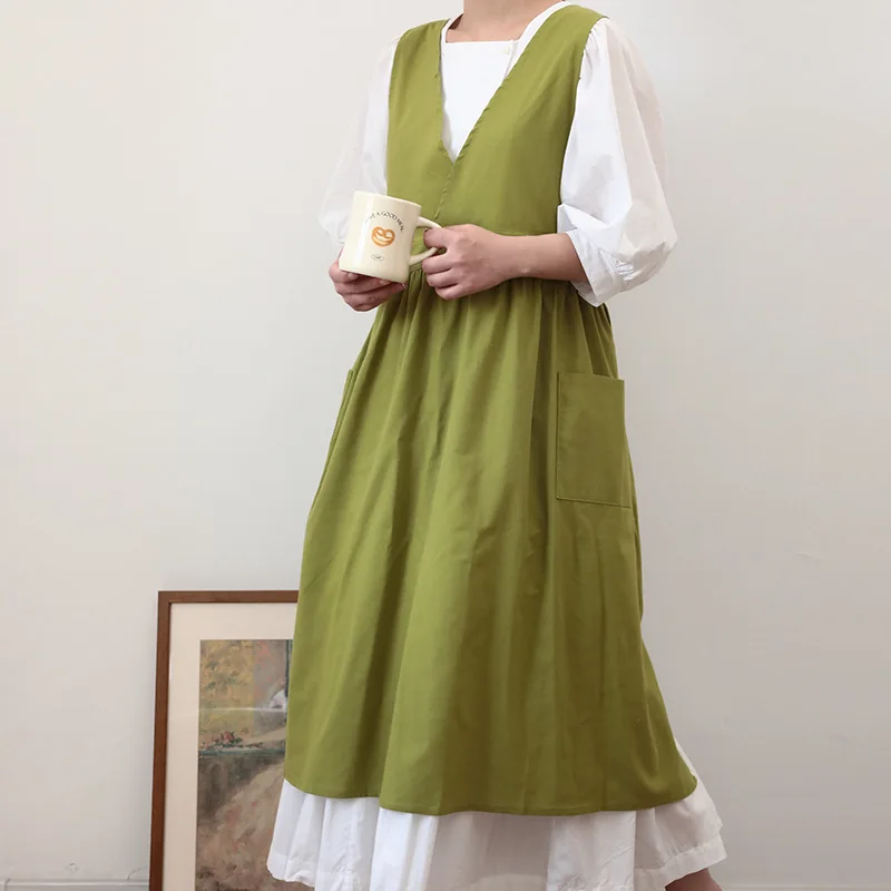 

Простой хлопковый фартук в Корейском стиле, семейный кухонный фартук для дома, цветочный магазин, рабочая одежда, домашний фартук