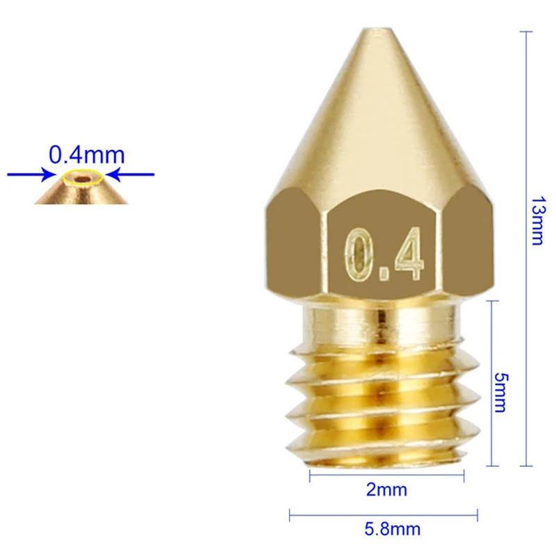 3D 프린터 압출기 Nozzle-MK8, Ender 3 Anet A8 Makerbot MK8 Creality CR-10 CR-10S S4 S5 3Pro 5 용 깍지, 0.4mm, 30 개
