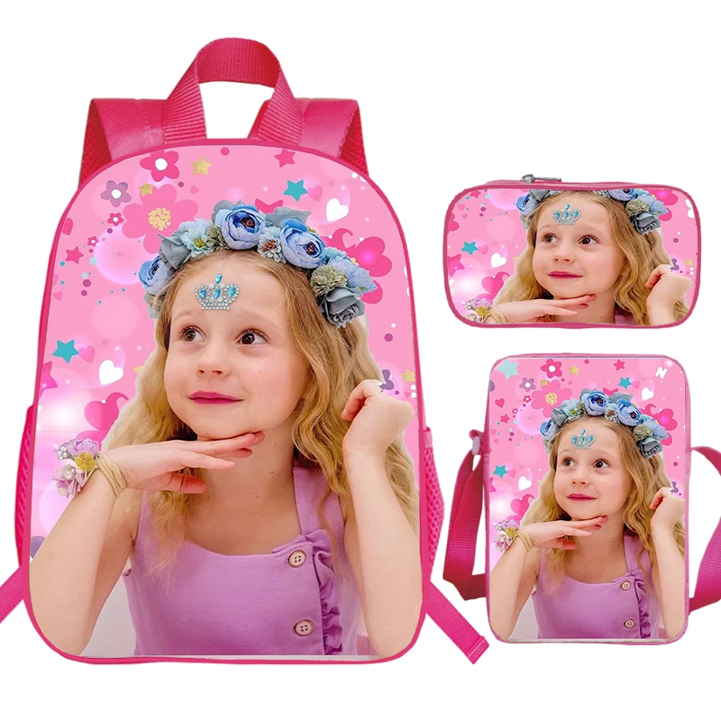 

Children Like Nastya 3 Pcs Pink Backpack 16 Inch Bookbags Large Capacity Waterproof Schoolbag for Teenage Girls Laptop Daypack