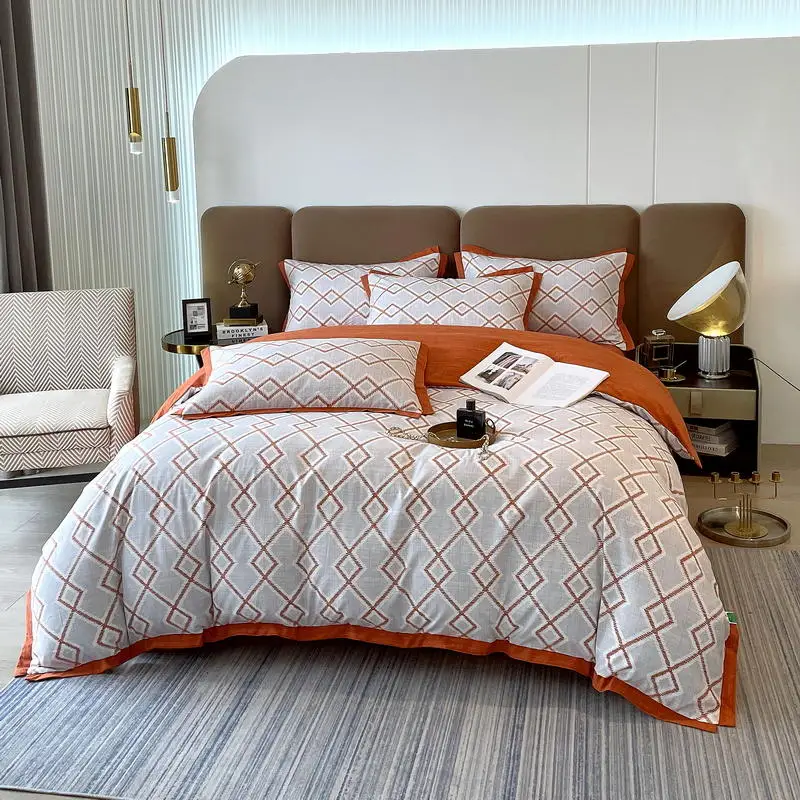 

Bedding sets stripe duvet cover flat fitted sheet pillowcase winter warm bed linen Flannel Queen King environment protection