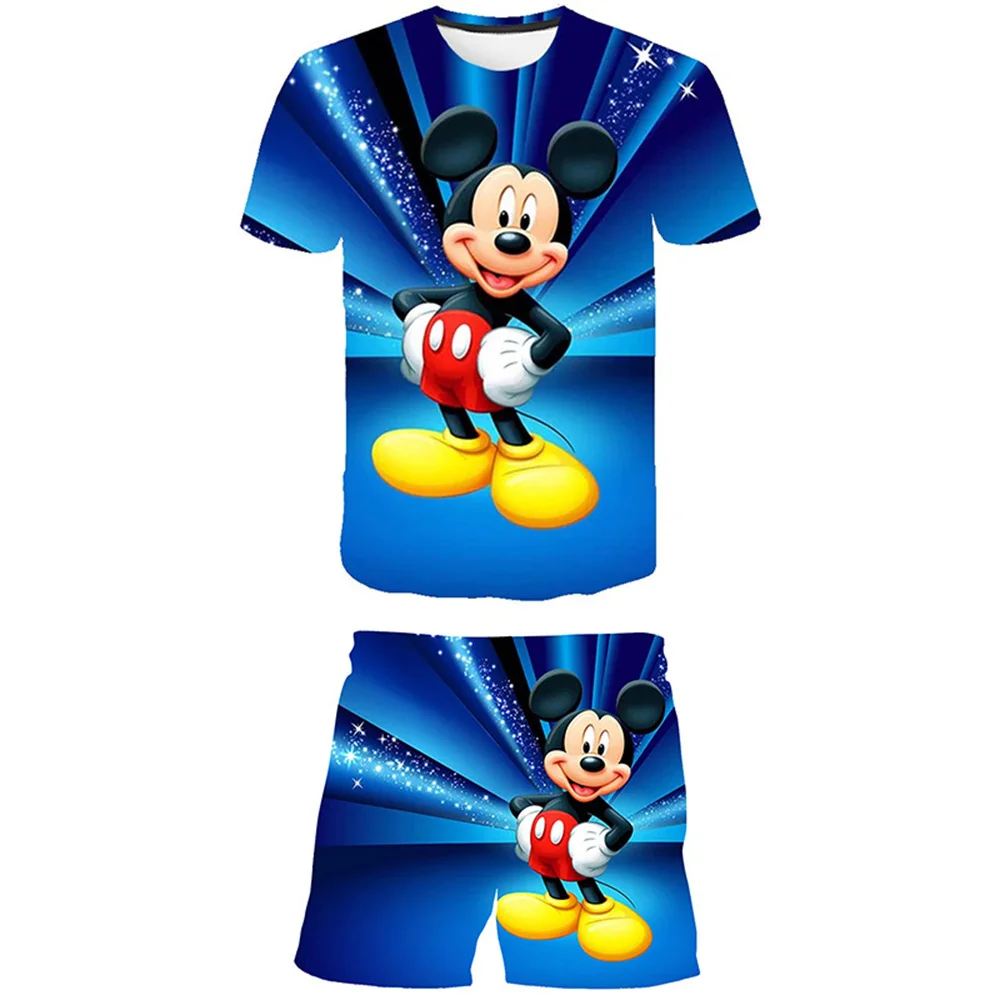 

Kids Mickey Mouse Clothing Sets Children Boys Girls Disney Series T Shirts+Shorts Summer Cartoon Casual Costume Outfits 1-14 Yrs