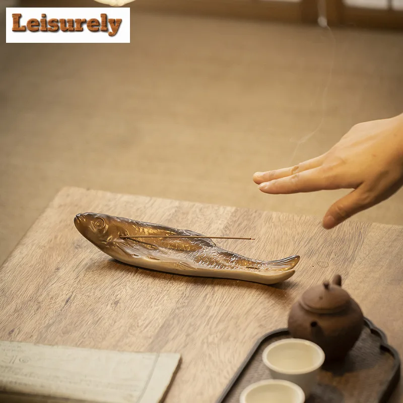 Koi Fish Incense Holder Ancient Zen Garden Incense Burners Mosquito Coil Holder Consecrate Censer Tea Services Decoration Craft