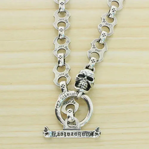 Skull Head Silver Necklace Male Sterling Silver Personality Hip-hop Hegemony Fashion male punk style no pendant silver jewelry w