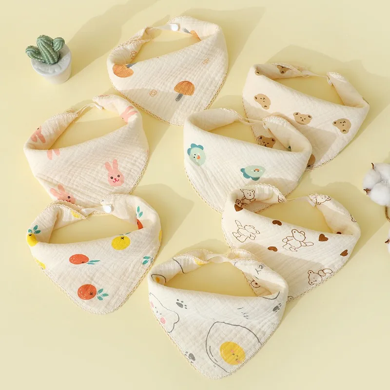 

Cotton zoucloth children's saliva towel multifunctional gauze square towel newborn kindergarten face towel triangle towel
