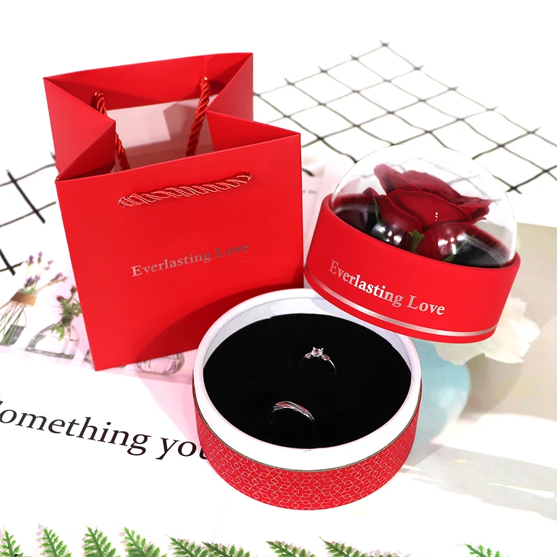 Eternal Rose Flower Gift Box For Anniversary Birthday Mother's Valentine's Day Party Jewelry Ring Earrings Necklace Storage Box