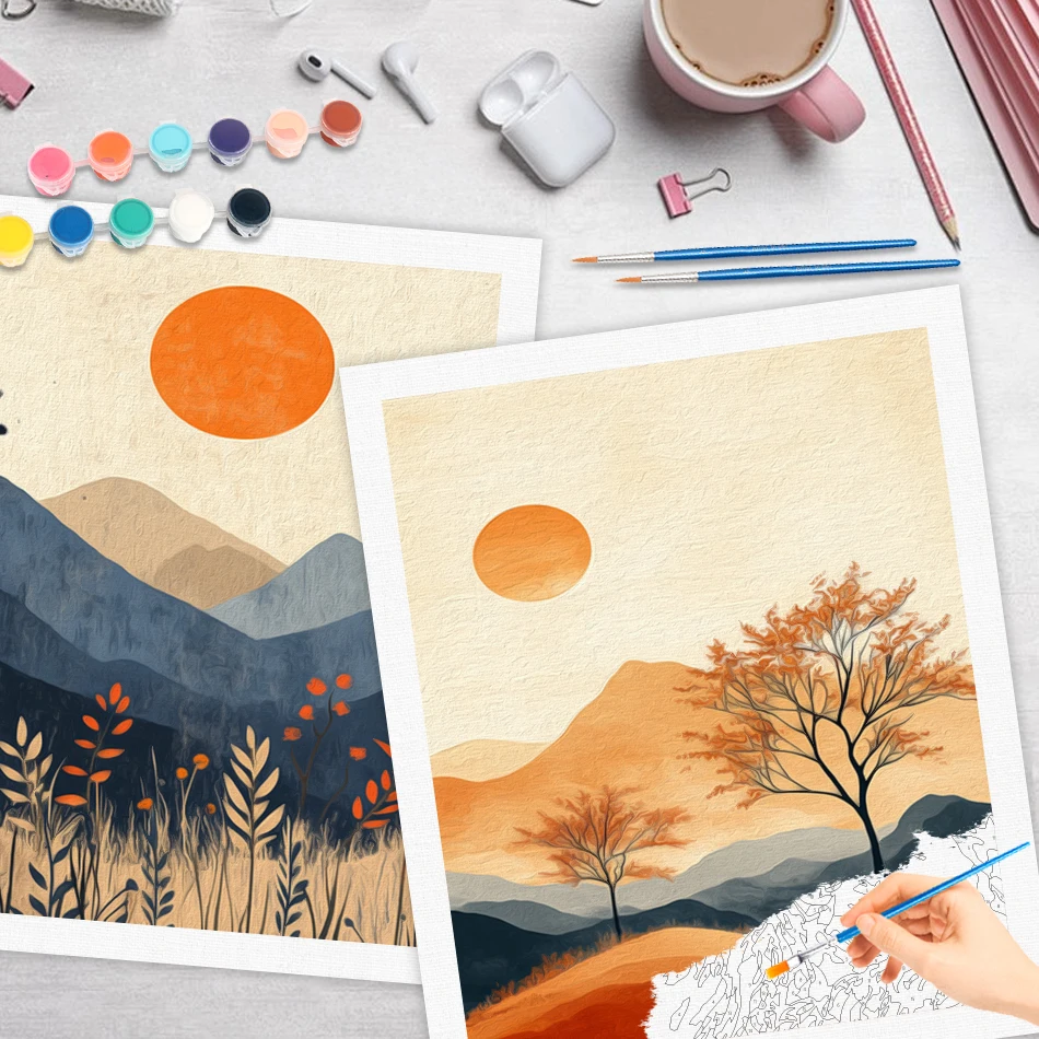 RUOPOTY Diy Oil Painting By Numbers Simple scenery Art Supplies Picture Paint Coloring For Adults Picture Drawing Acrylic Paints