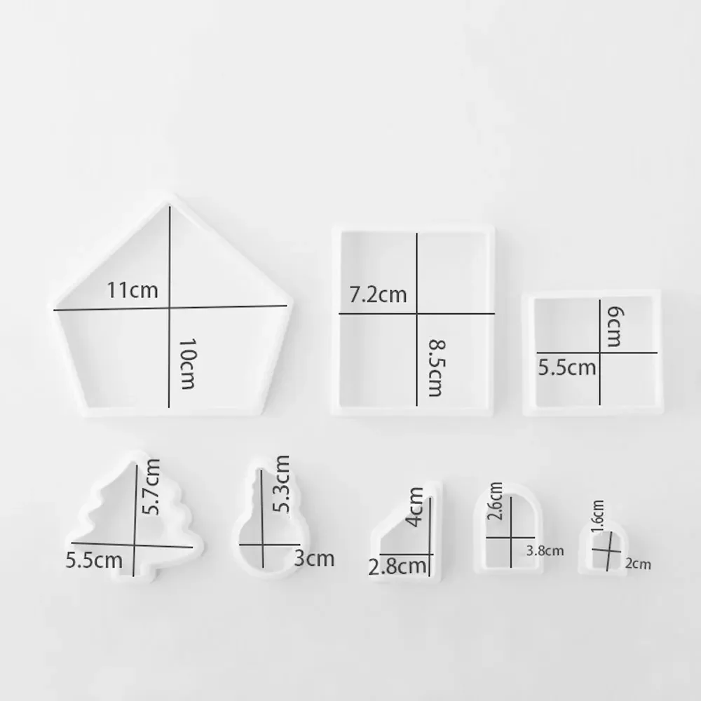 8Pcs Plastic Cookie Cutter Set 3D Christmas Gingerbread House Mould DIY Biscuit Mold Pastry Cake Stamp Baking Cookie Tools