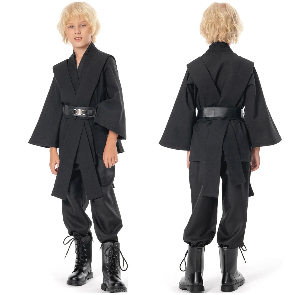 Kids Boys Anakin Fantasy Obi Wan Cosplay Movie Space Battle Knight Disguise Costume Cloak Child Cosplay Roleplay Fantasia Outfit Kids Cosplay Costume