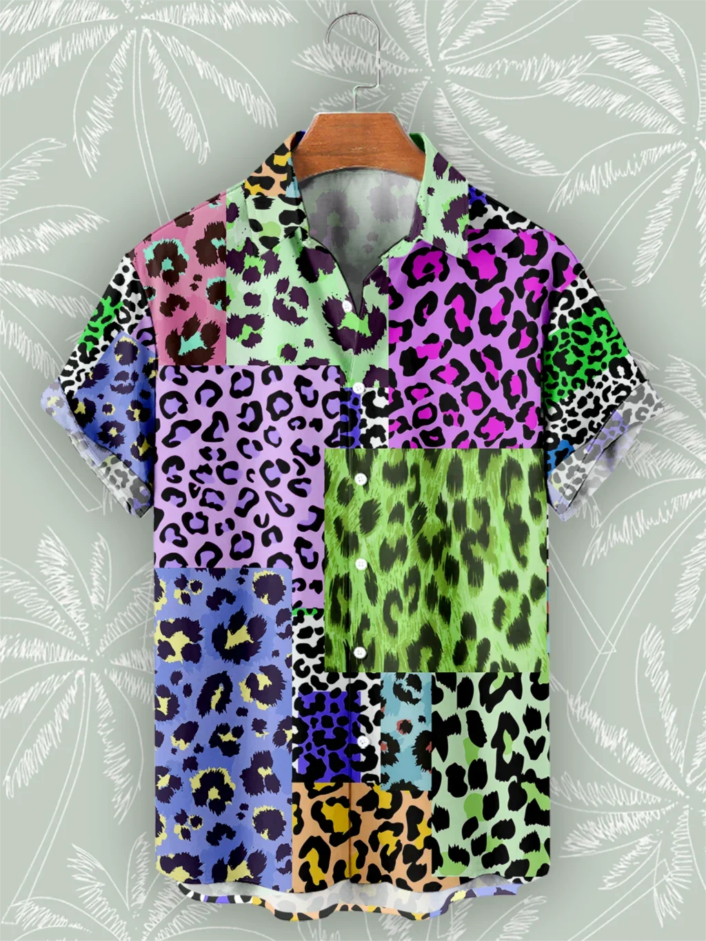 Summer Casual Shirts Fashion Big Size Splice Leopard High Quality Short Sleeve Oversized Shirts for Men 2024 Camisas De Hombre