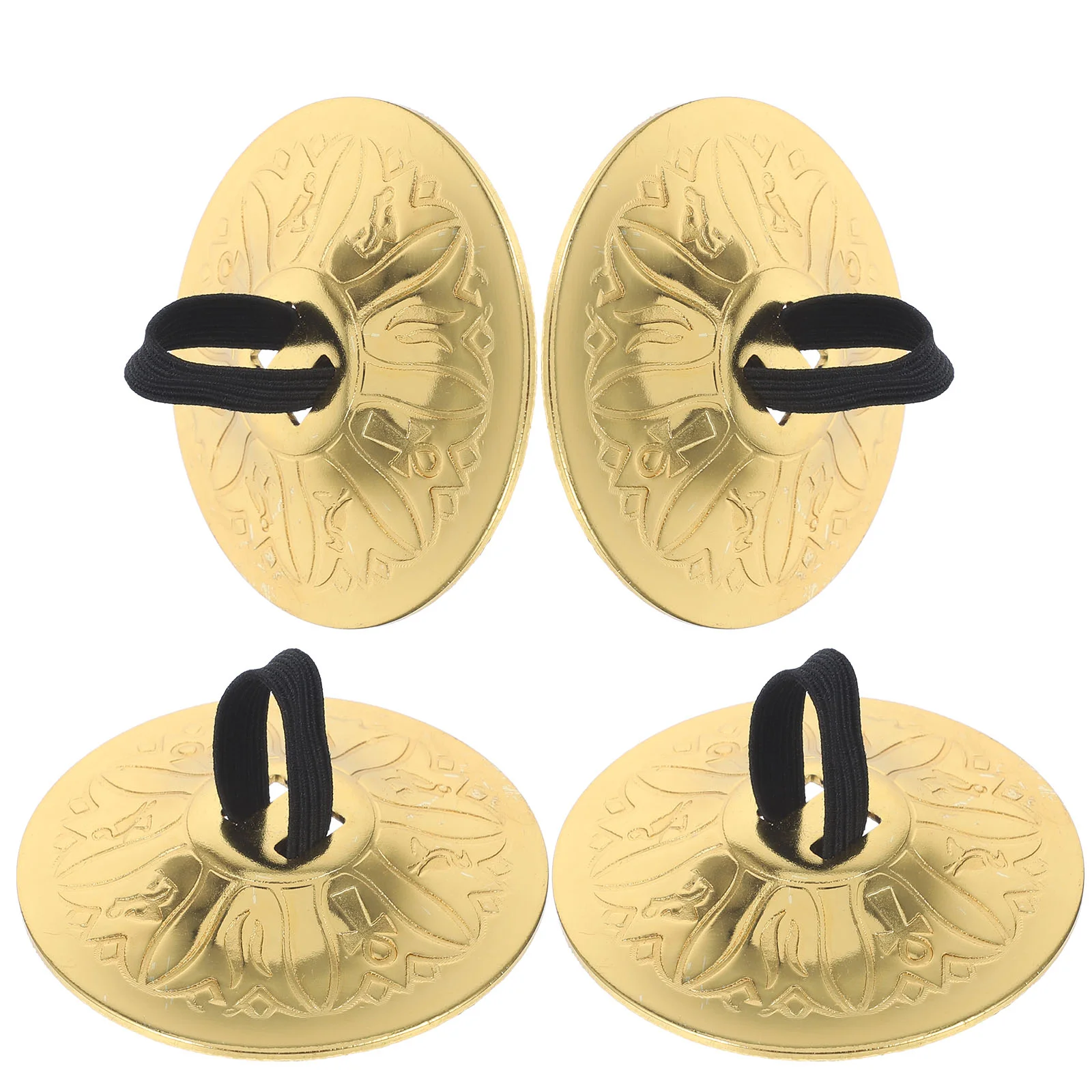 

2 Pairs Belly Dancing Finger Cymbal Copper Small Dance Sequins Cymbals for Kids