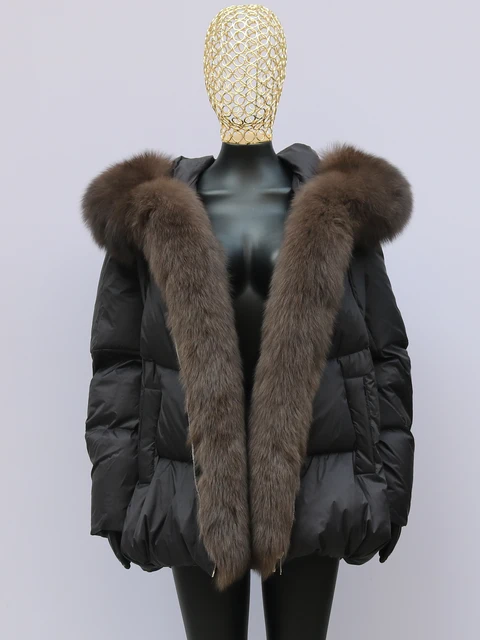 Raccoon Fur Women's Parka With Real Fur Hood Warm Womens Real