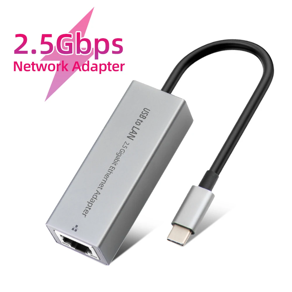 com Fio 2500mbps Usb c 2.5g Placa de Rede Externa Tipo-c para Rj45 Conversor Ethernet Lan Adaptador Hub para Macbook Ipad Pro