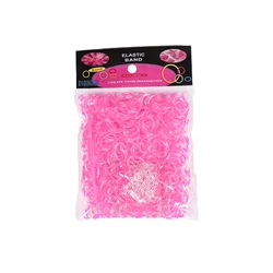 Rainbow Loom Crafting Kit: 600-Piece Rubber Band Refill with Hooks for DIY Jewelry and Accessories (Transparent Rose)