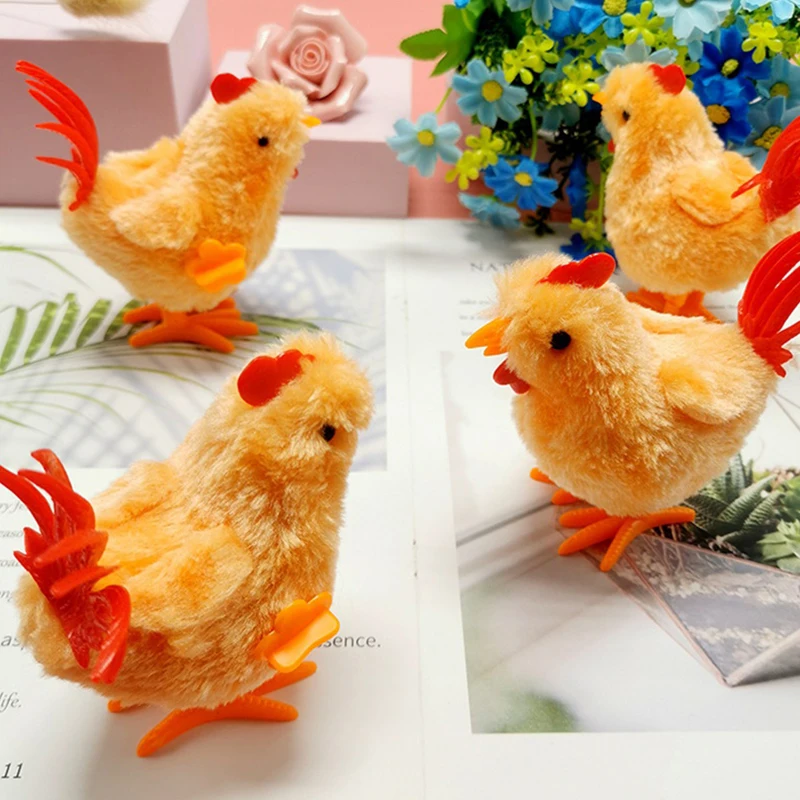1Pc Big Rooster Wind-up Toy Chicken Clockwork Plush Jumping Toy Easter Gift Kid Educational Interactive Toy Birthday Gift