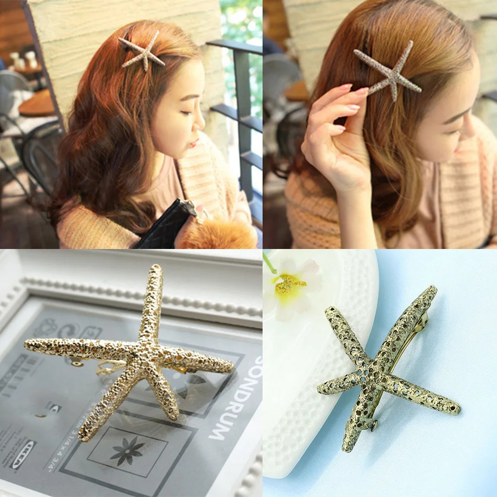 

Korean Fashion Women Leaf Feather Hair Clip Hairpin Barrette Bobby Pins Hair Accessories Lady Party Jewelry Starfish Hair Clip