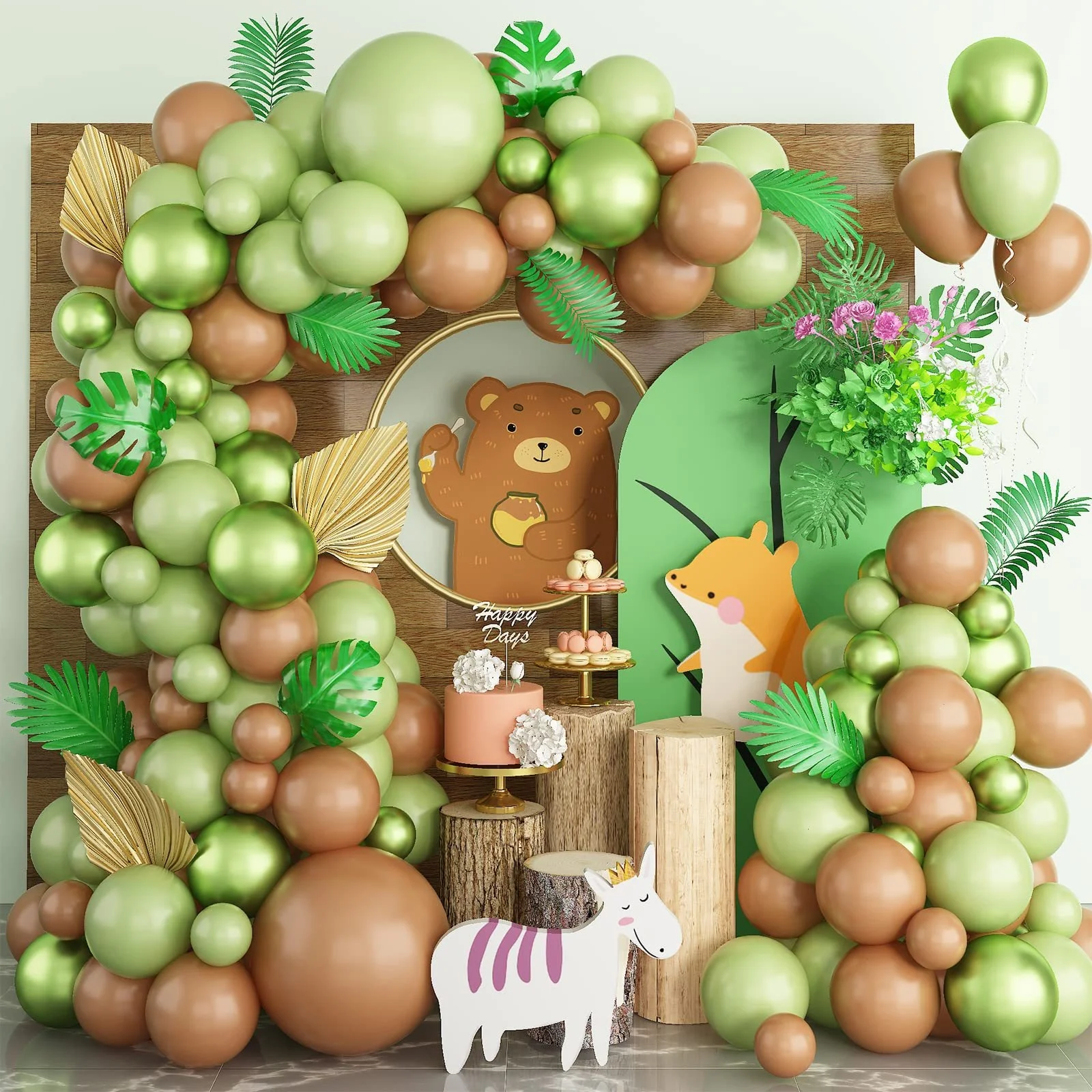 

Jungle Animal Theme Balloon Chain Arch Set Green Balloon Decoration Birthday Party Venue Layout Balloon Set Wholesale