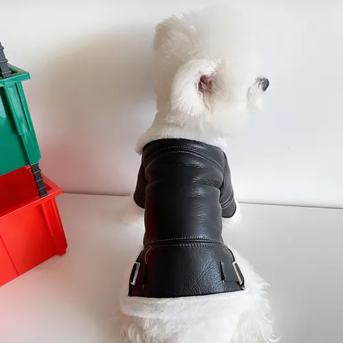 반려동물 보온 재킷, 소형견 양모 스웨터, 패션 가죽 코트, 치와와 몰타 요크셔 푸들, 겨울 가을 3