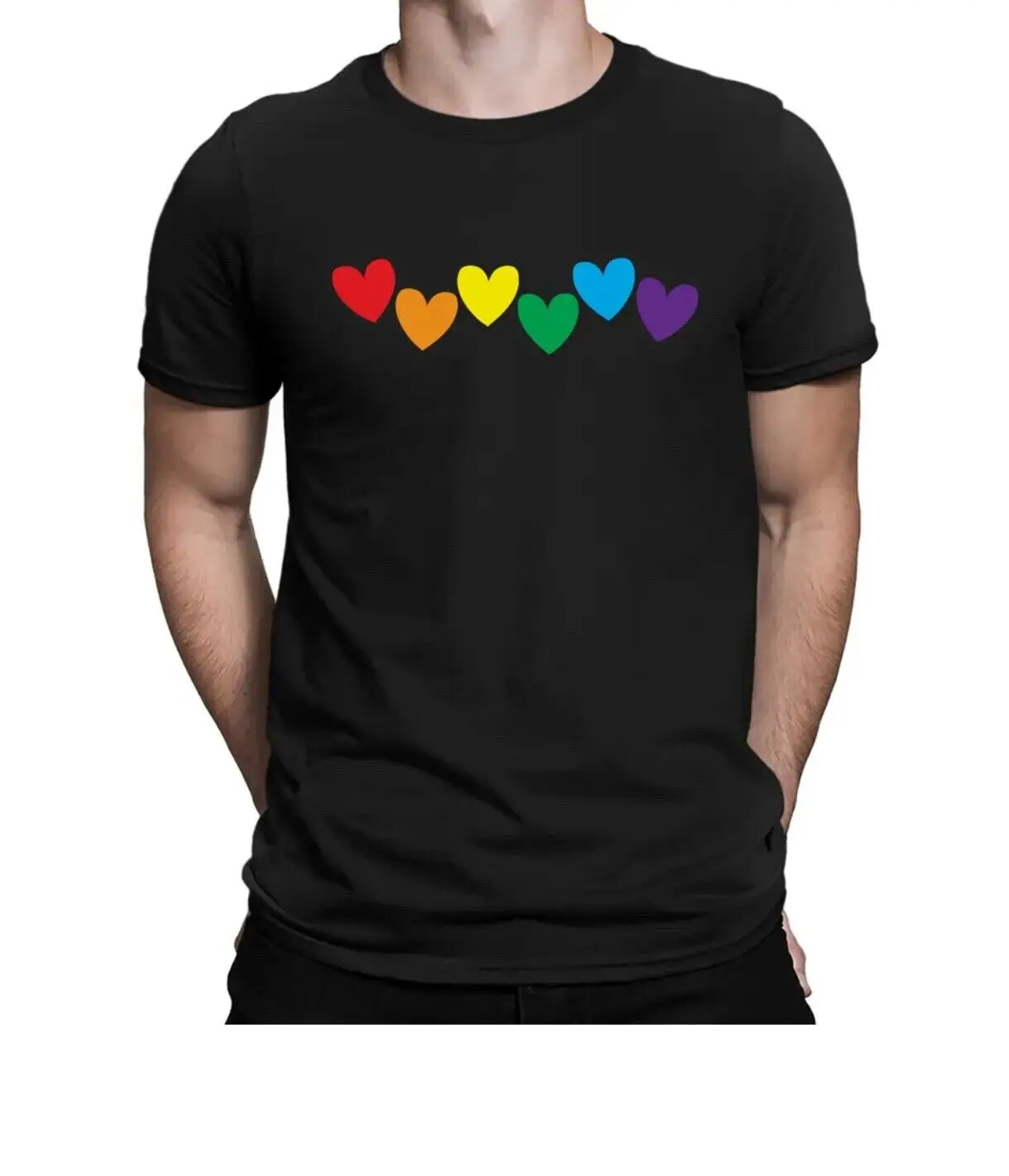 Rainbow Floating Hearts Love Lgbtq Accettazione Pride Maglietta Da Uomo Maniche Lunghe O Corte