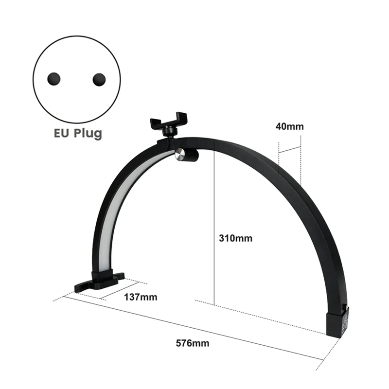 22Inch Half Moon Nail Desk Lamp 20W Touch Control Half Moon Foldable Manicure Beauty Light With Phone Clip