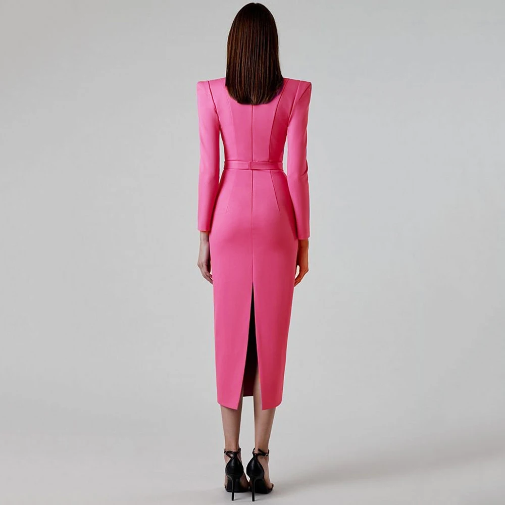 Elegante bandagem feminina Midi Dress, Sexy Bodycon