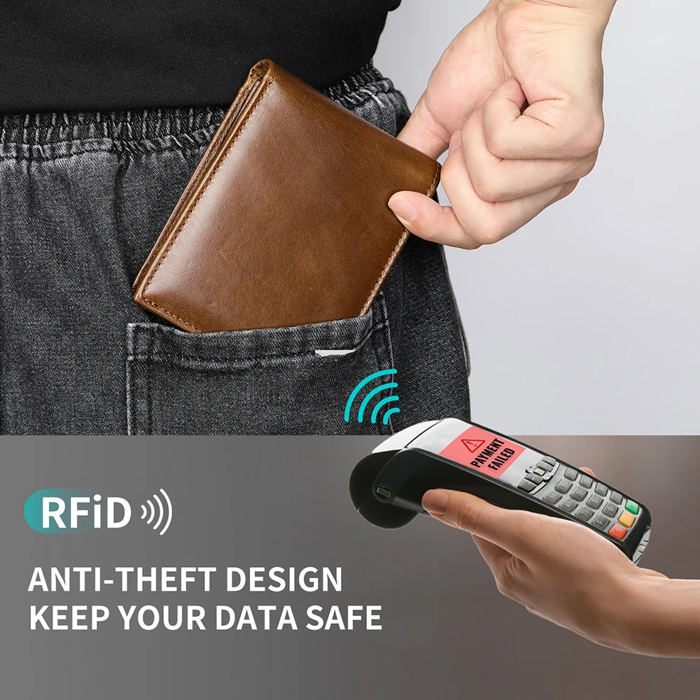 WESTAL Handmade Cowhide Leather Men's Anti-Theft Wallet with Large Capacity