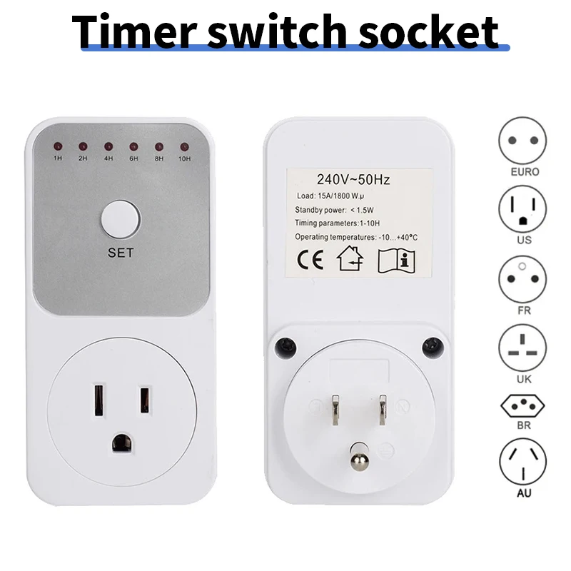 Smart Plug Timer Socket with 10-Hour Countdown & Energy Metering Features