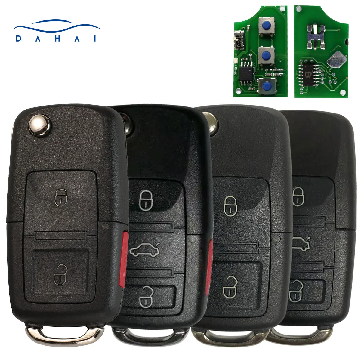 dahai 1J0959753AG For VW Beetle Bora Golf Passat Polo Transporter T5 Flip Remote seat altea Key 434MHz ID48 Chip HU66 Blade