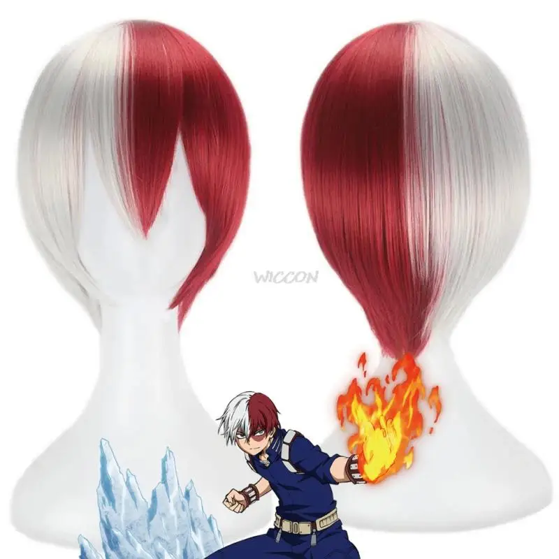 

Todoroki Shoto Cosplay Costume Anime My Hero Academia Gender Transition Wig Only Cosplay Costume Half Red And Half White Wig