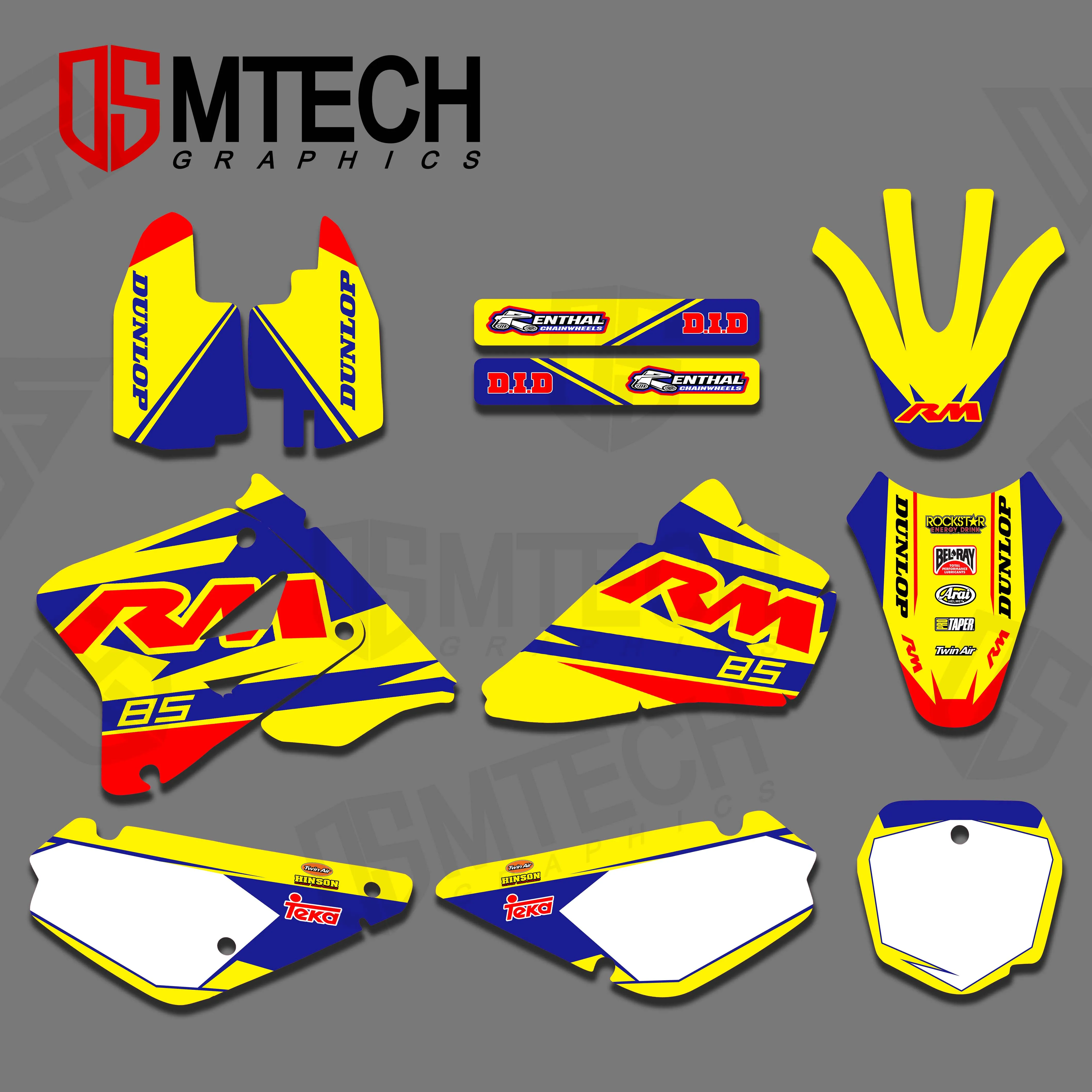 DSMTECH New TEAM GRAPHICS & BACKGROUNDS DECALS LABELS Kits Fit For SUZUKI RM85 2002 03 04 05 06 07 08 09 10 11 12 2013 2014 2015